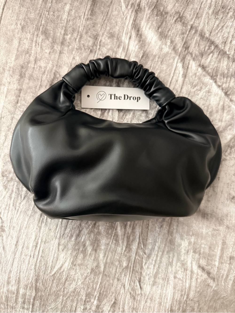 The Drop Black Mini Ruched Handle Bag